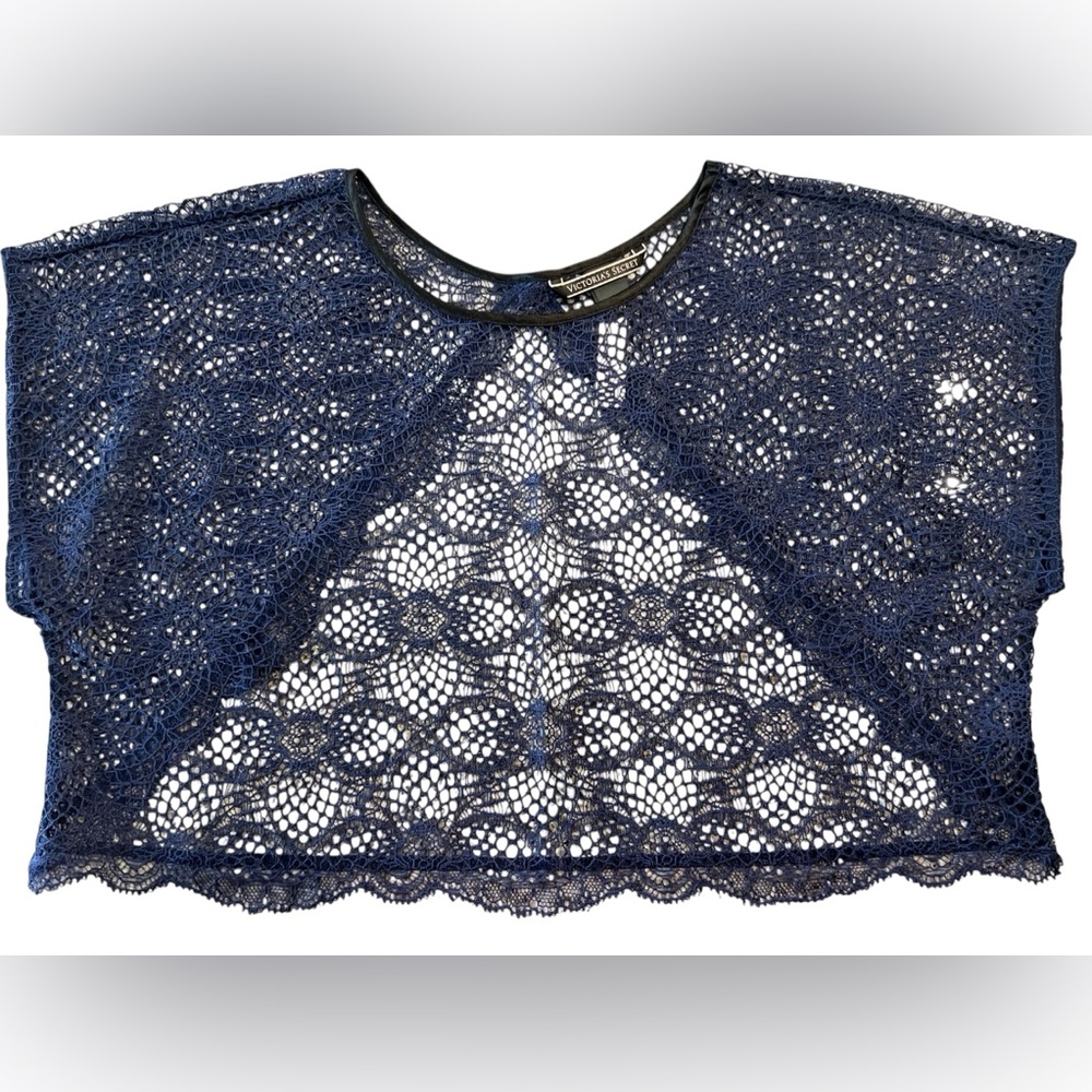 Victoria's Secret Open Back Navy Lace Crop Top